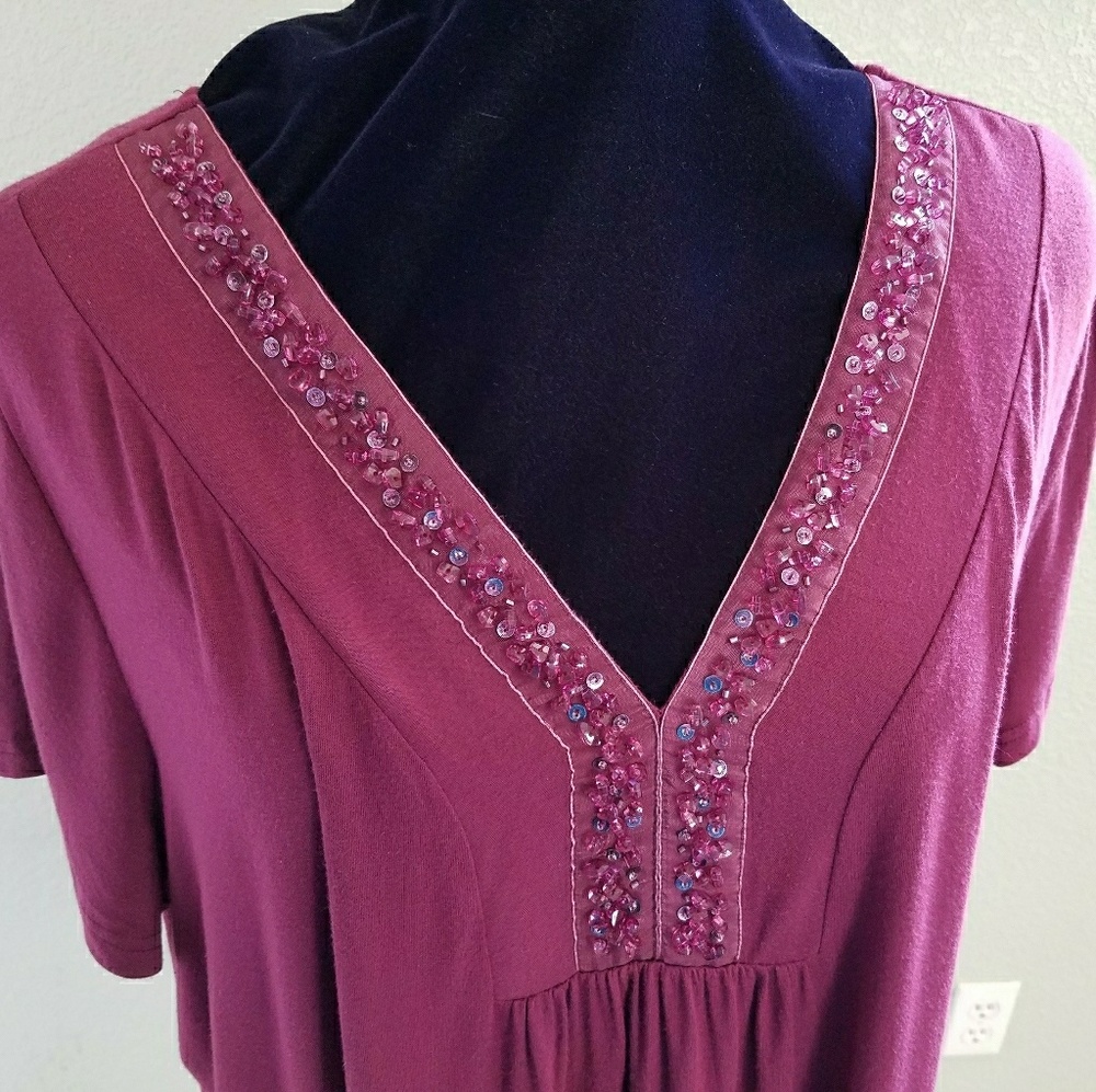 🌹 Apt. 9 SS Beaded Tunic Top Size 2X.